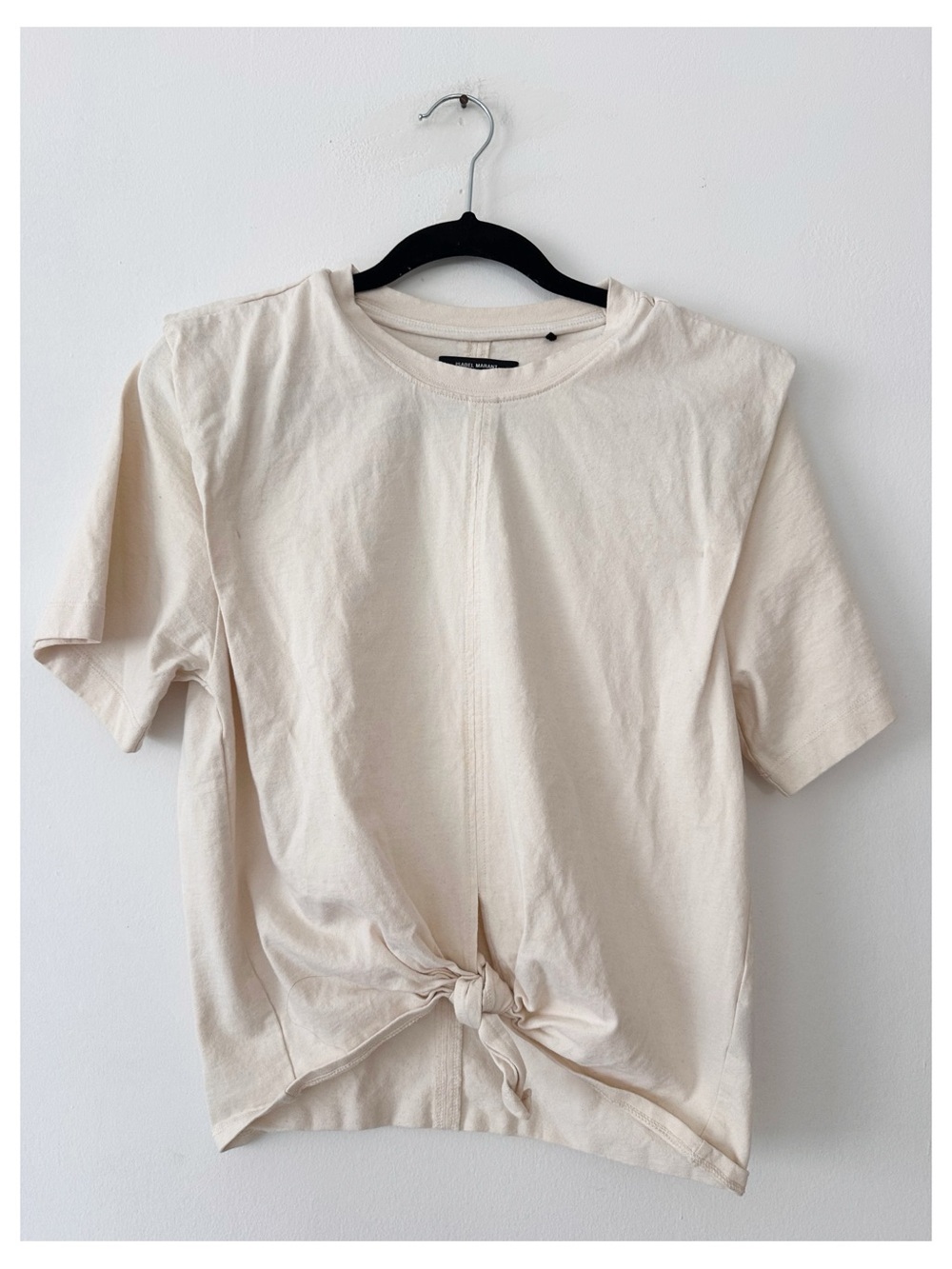 ISABEL MARANT Zelito Knotted Cotton T Shirt Womens Med cream/ivory short sleeve